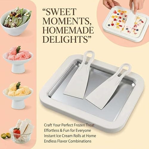 Rolled Ice Cream Maker Kit, Stainless Steel No-Electricity Ice Cream Roll Tray with 2 Scrapers thumbnail 7