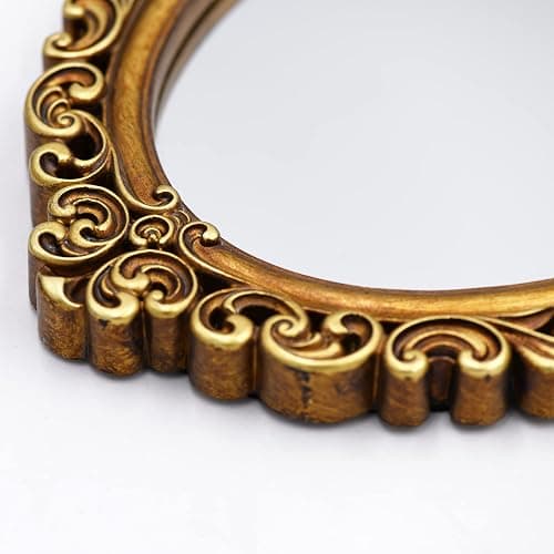 OIGUMR Oval Small Wall Mirror Mirror Vintage Hanging Mirrors for Bedroom Living-Room Dresser Decor (Gold, Frame Size：12 x 8.3 inch) thumbnail 4