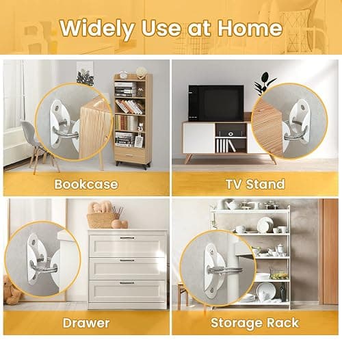 Booda Brand Furniture Anchors (10 Pack) for Baby Proofing, Furniture Straps Anti Tip Furniture Anchor Securing 400 lbs/Keep Baby Pet Safety from Falling Furniture, Metal White Earthquake Straps thumbnail 9