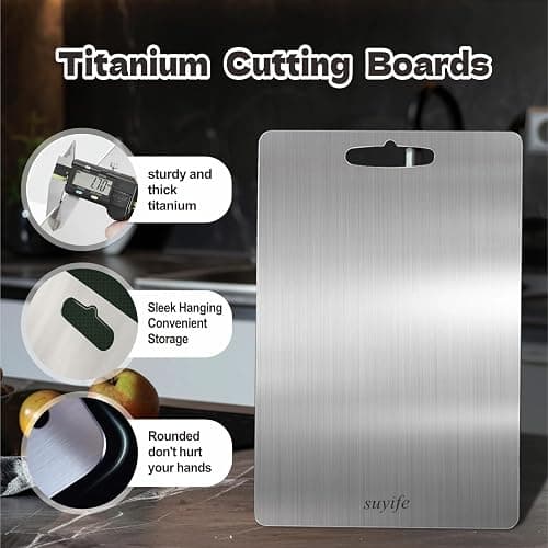 Titanium Cutting Board Set of 3,100% Pure Titanium Cutting Boards for Kitchen, 2025 New Double Sided Food-Grade Chopping Board for Cutting Meat Vegetable Fruit thumbnail 5