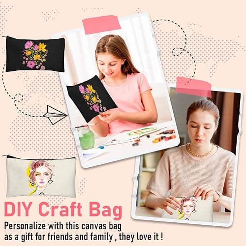 Legigo Blank Canvas Bag Zipper Pouch Makeup Bags Bulk - Multi-Purpose Canvas Pencil Pouch with Sturdy Zipper, Cosmetic Bag Travel Toiletry Bag for DIY Craft Projects, Storage (8.3 x 5 inches) thumbnail 8