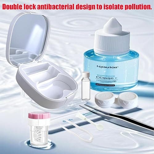 CADEVED Contact Lens Case Kit with Cleaner Washer, Contact Lenses Applicator Removal Tool Kit with Mirror Solution Bottle for Daily and Outdoor Use(White) - White thumbnail 2