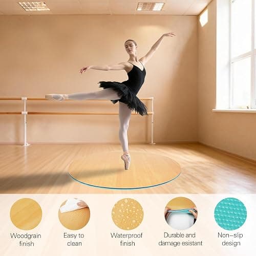 Tristcily 8mm Marley Dance Floor, 31-inch Non-Slip Portable Wood Grain PVC Dance mat with a Smooth Surface for Ballet, Jazz and pop Dance, Ideal for Home Studios and Outdoor use thumbnail 4