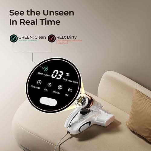 JIGOO Bed Vacuum Cleaner, Mattress Vacuum Cleaner with UV & Ultrasonic and High Heating, 13Kpa Suction 500W Powerful Double Cup Handheld Vacuums (J300 Corded) thumbnail 4