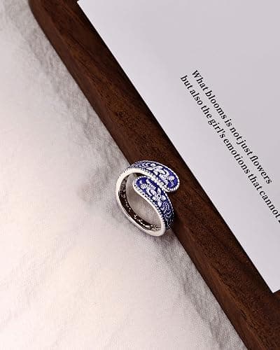 Teppdfann Vintage 14K Gold Plated and Silver Spoon Ring – Adjustable Ring with Carving Design for Women, Unique Boho Open Ring for Gift thumbnail 4