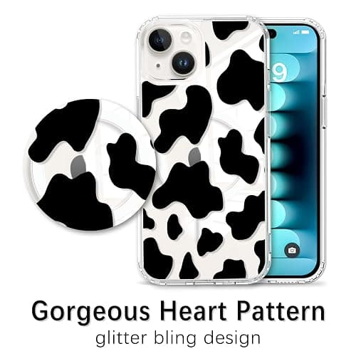 KANGHAR Magnetic Designed for iPhone 15 Case Clear Compatible with MagSafe Cute Cow Print Pattern Soft TPU Bumper Shockproof Anti-Scratch Slim Phone Cover Designed for iPhone 15 Cases thumbnail 3