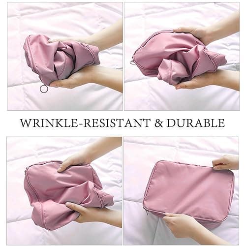8 Pieces Mesh Packing Cubes for Travel, Luggage Packing Organizers Bags Set, Travel Essentials Suitcases Accessories with Laundry Bag, Storage Shoe Bag, Clothing Underwear Bag (Pink, 8 set) thumbnail 6