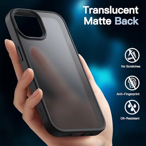 JETech 3 in 1 Matte Case for iPhone 13 6.1-Inch with 2-Pack Tempered Glass Screen Protector, Translucent Frosted Shockproof Phone Cover (Black) thumbnail 4