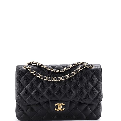 Chanel, Pre-Loved Classic Double Flap Bag Quilted Caviar Jumbo, Black - Image 1