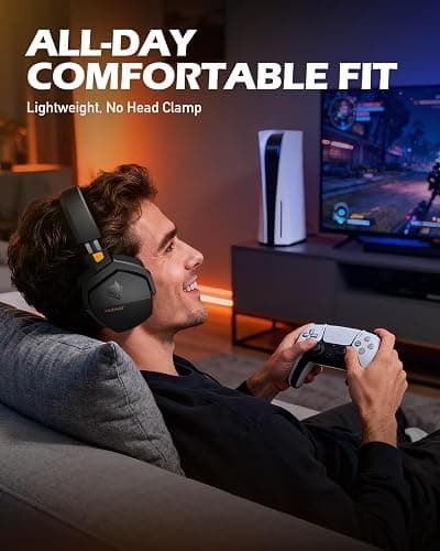 NUBWO Wireless Gaming Headset with Mic for Ps5 Ps4 PC, Zero Interference, 100-Hour Battery All-Day Play, 23ms Sync​ for Fortnite & Call of Duty/FPS Gamers, Triple Mode All Devices Compatible - Orange thumbnail 8