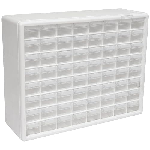 Akro-Mils 64-Drawer Plastic Drawer Storage Cabinet for Garage Organization, Bead Organizer, Building Bricks Storage, Teacher Toolbox, Makeup Organizer, 20" W x 6" D x 16" H, 10164 White - Image 1