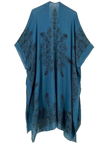 Spicy Sandia Kimonos for Women Floral Beach Cover Up Loose Swimsuit Bathing Suit Coverup Cardigan for Summer Swimwear thumbnail 7