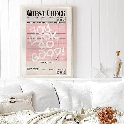 Vintage Pink Canvas Wall Art Set of 3 Funky Hot Girl Pictures You Look So Good Poster Preppy Trendy Paintings Home Wall Decor Aesthetic Disco Ball Bar Cart Prints for Apartment Dorm (12x16in) Unframed thumbnail 6