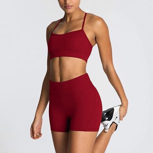 IMEKIS Women's Workout Sets 2 Piece Yoga Outfit High Waisted Biker Shorts Leggings Sports Bra Gym Fitness Clothes Tracksuit thumbnail 4