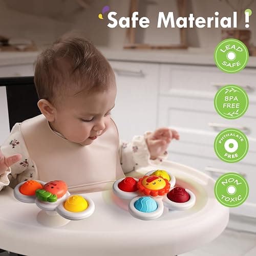 ALASOU 3PCS Pop Suction Cup Spinner Toys for 1 Year Old Boy Girl|Novelty Spinning Tops Toddler Toys Age 1-2|Sensory Baby Bath Toy for Toddlers 1-3|12 18 Months Boy Birthday Gift for Infant thumbnail 4