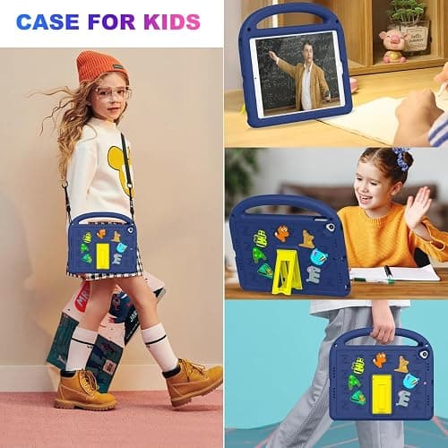 AGROMI Kids Case for iPad 9th/8th/7th Generation 10.2 Inch 2021/2020/2019, with Built-in Anti-Slip Handle/Foldable Stand/Shoulder Strap, Shockproof Protective Kids iPad 9th/8th/7th Gen Case 10.2 Inch thumbnail 7