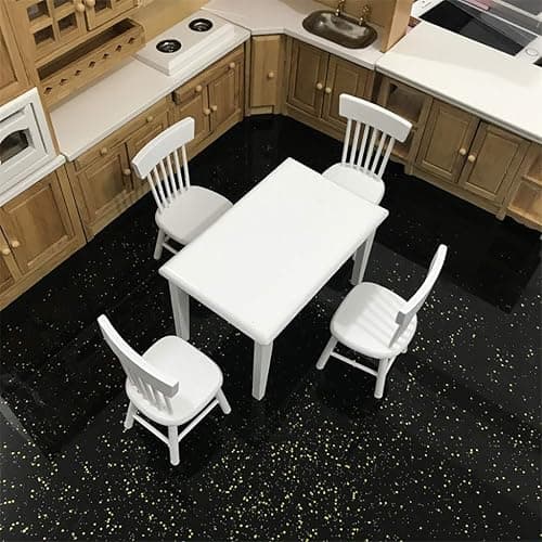SXFSE Dollhouse Decoration Accessories, 1:12 Dollhouse Miniature Furniture Wooden White Dining Table Chair Model Set thumbnail 6
