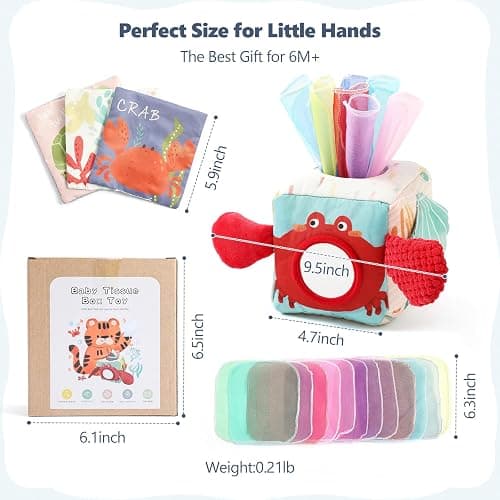 Youuys Baby Tissue Box Toy for Babies 6-12 Months - Montessori Toys Baby Tissue Box Sensory Toys for 1 Year Old - Boy Girl Gifts for Babies 6 12 18 Months Old (Ocean) thumbnail 2