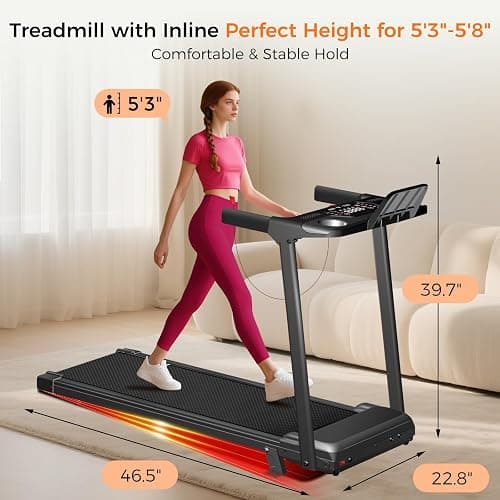 Aiteid Treadmill with Incline,3.0HP Small Treadmills for Home,Portable Electric Treadmill with Handles,Lightweight Walking Pad,Compact Running Treadmills,Walking Pad with Handle,300LBS Capacity thumbnail 9