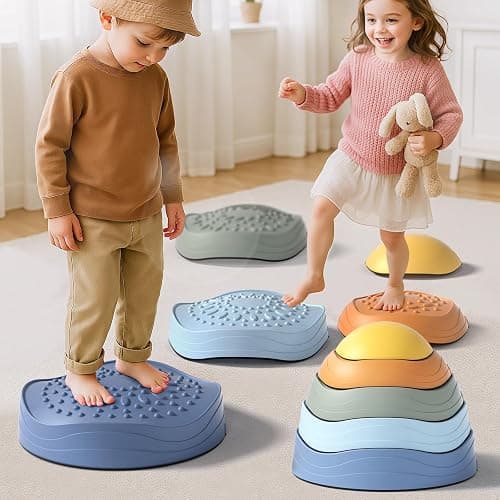 Lehoo Castle Stepping Stones for Kids, Balance Toddler Toys, Outdoor Toys | Non-Slip Sensory Toys, Balance and Gross Motor Skills, Indoor & Outdoor Obstacle Course for Kids, Coordination, 18M+ thumbnail 7