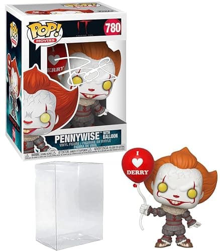 Bill Skarsgard Pennywise #780 with Balloon Facsimile Signed Reprint Laser Autographed Funko POP! Movies IT Figurine with Protector Case thumbnail 3