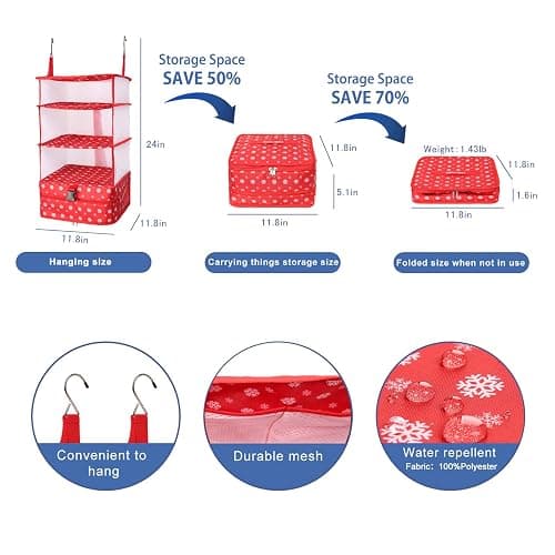 TABITORA Portable Hanging Travel Shelves Bag Packing Cube Organizer Suitcase Storage Large Capacity thumbnail 3
