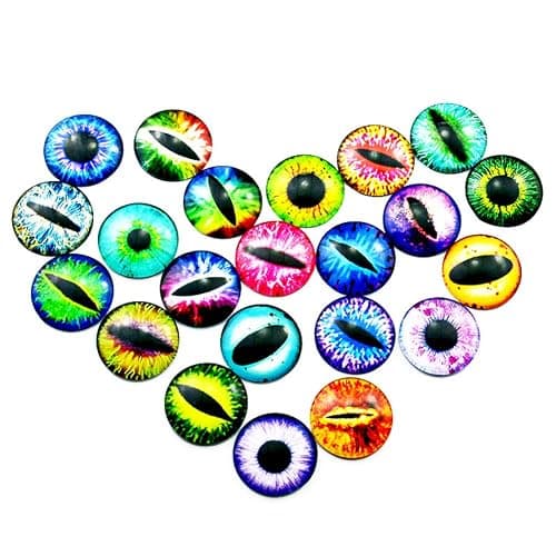 Bestartstore 150PCS 8MM/10mm/12mm/14mm/15MM Assorted Round Glass Dragon Eyes Flatback Scrapbooking Dome Covered Cabochons for Doll Making and Jewelry Settings Craft thumbnail 6