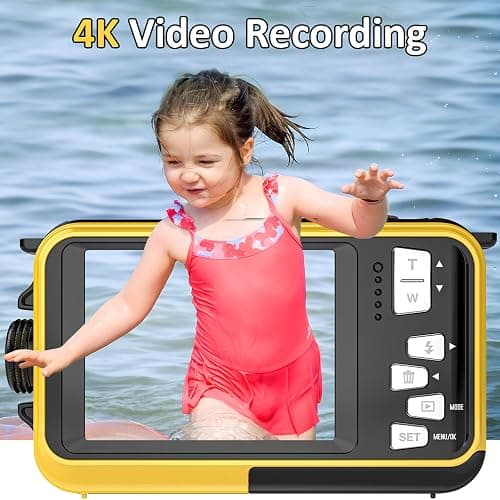 4K Digital Camera 16FT Underwater Camera with 32GB Card 64MP Autofocus Dual-Screen Selfie Waterproof Camera for Snorkeling Compact Floatable Point and Shoot Digital Camera 1250mAh Battery thumbnail 3