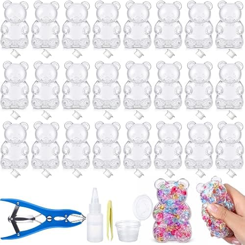 Simgoing 24 Pcs DIY Stress Ball Making Kit, Blank Ball Skin, Bear | Vacuum Device Expander Tool Included, Your Own Fidget Pressure Balls, Sensory Relief for Adults, DIY Craft Activity Set - Image 1