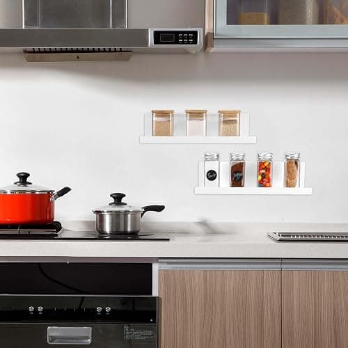 Collazoey 2pcs étagère Murale sans perçage, matériau Acrylique, étagère Murale de décoration de la Maison, adaptée à la Cuisine, à la Salle de Bain, au Bureau, au Salon, Blanc thumbnail 5