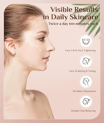 Dopsikn 7 Color Galvanic Machines - Red Light Therapy for Face and Neck, Face Massager Tool for Wrinkles, Double Chin, Vibrating Facial Massager with Thermals, White thumbnail 5