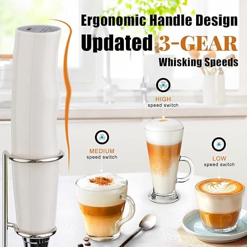 Nahida Beige Milk Frother Wand for Coffee,Handheld Rechargeable Electric Whisk with Stand thumbnail 3