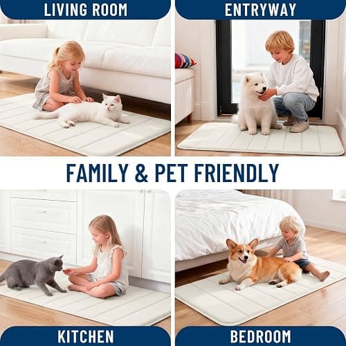 OLANLY Memory Foam Bath Mat 30x20, Super Soft Absorbent Bathroom Rugs, Quick Dry, Machine Washable Shower Floor Rugs, Bathmat Carpet, Bathroom Home Decor Accessories, Ivory thumbnail 8