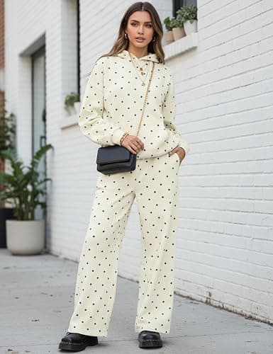 HOCANDY Polka Dot Hoodie and Sweatpants Set for Women thumbnail 4