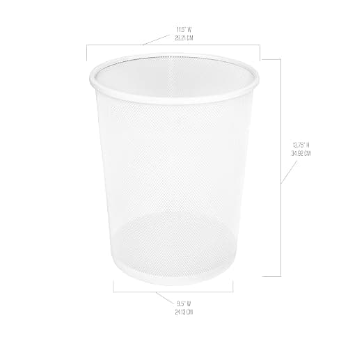 Seville Classics 2-Pack Steel Mesh Round Trashcan Wastebasket for Trash or Recycle in The Home, Office, or Garage, White, 6 Gallon - White - 6 Gallon thumbnail 3