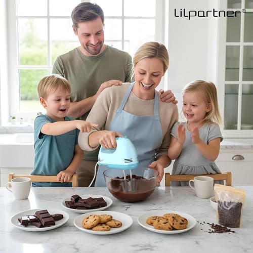 LILPARTNER Hand Mixer Electric, Ultra Power Kitchen Hand Mixer With 7-Speed & 5 Stainless Steel Accessories for Whipping Dough, Cream, Cake, Dishwasher Safe, Blue thumbnail 7