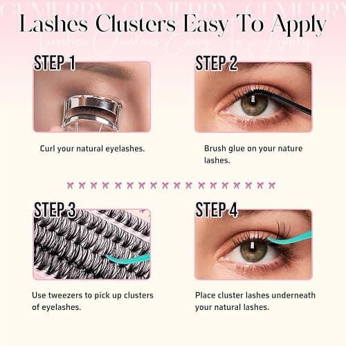 GEMERRY 565Pcs Lash Clusters D Curl Volume Eyelashes Clusters Extensions with Thin Band for DIY at home (30D+40D+50D+60D+80D+100D, 8-16mm) thumbnail 7