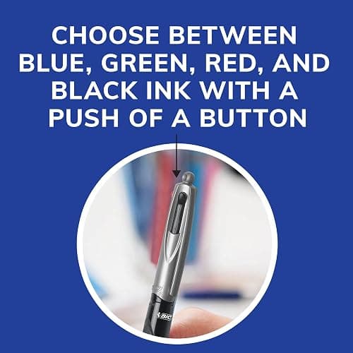 BIC 4 Color Grip Retractable Ballpoint Pen, Long-Lasting Ink and Comfortable Grip, 12-Count in Assorted Ink thumbnail 5