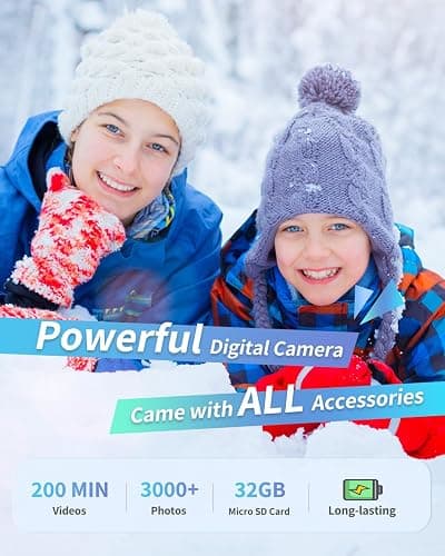 Digital Camera, Kids Camera FHD 1080P Point and Shoot Camera with 16X Zoom Anti Shake, Small Compact Camera for Teen Starter Children Kid Student Girl Boy(Pearl White) thumbnail 4