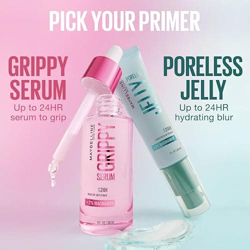 Maybelline Grippy Serum Primer, Hydrating Makeup Primer with 2% Niacinamide For Up To 24HR Make Up Wear, Clear, 1 Count thumbnail 7