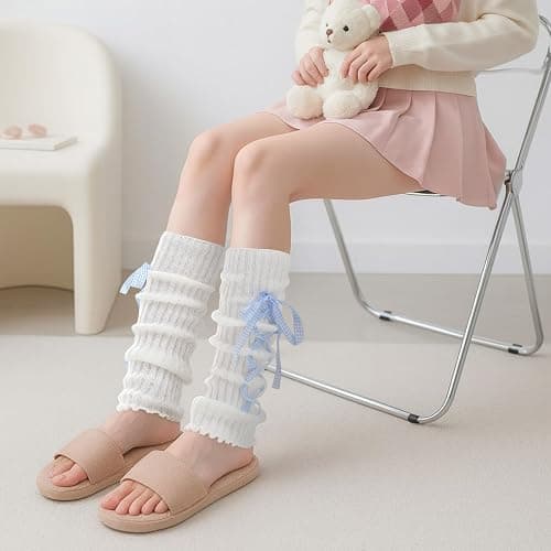 Jspupifip Kawaii Leg Warmers, Stretchy Ballet Leg Warmer with Bow, Retro Y2K Aesthetic for Lolita Fashion & Daily Outfits thumbnail 5