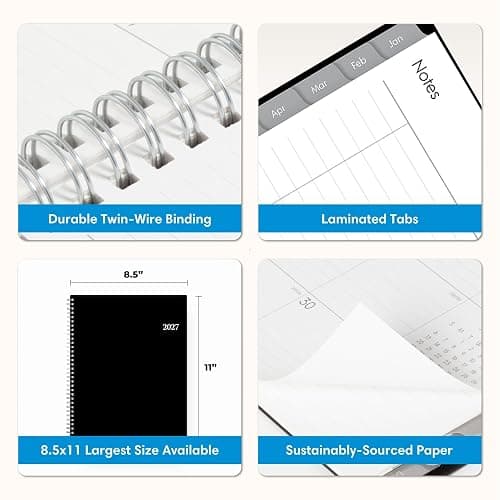 Blue Sky 2027 Weekly & Monthly Planner Calendar, 8.5"x11", Enterprise | January 2027 - December 2027, Flexible Cover, Durable Twin Wire Binding, Laminated Tabs, Storage Pocket thumbnail 7
