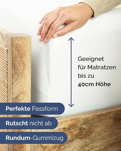 Spannbettlaken 180x200 - Mikrofaser Spannbetttuch 40cm (16") tief - Weiß | Spannbetttuch, Boxspringbett, Weich, Knitterfrei, Bügelfrei, Atmungsaktiv, Hypoallergen, Rundumgummi, Gebürstet, OEKO-TEX thumbnail 3