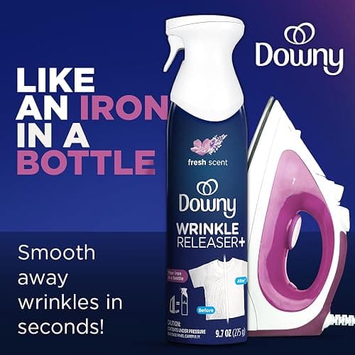 Downy Wrinkle Releaser Spray | All In One Wrinkle Release Spray, Odor Eliminator, Static Remover | Fabric Refresher & Ironing Aid for Clothes | 9.7 Fl Oz (Pack of 2), Fresh Scent thumbnail 2