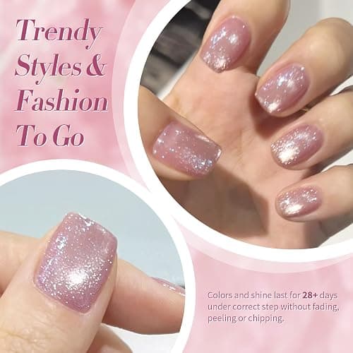 Born Pretty Cat Magnetic Eye Gel Nail Polish Jelly Pink Moonlight Crystal Glass Cat Magnetic Shimmer Glitter Holographic Nail Polish Salon Gel Manicure and Nail Art DIY at Home 7ML 6PCS thumbnail 2