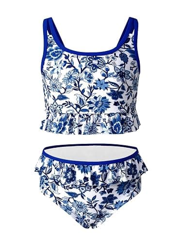 blibean Teen Girl Swimsuits Two Piece Bikini Sets with Chest Pad Size 6-15 Years - Image 1
