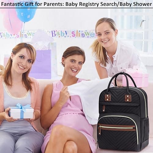 Tenot Diaper Bag Backpack for Women Large Capacity with Insulated Pockets Multifunctional Diaper Bags For Baby Girl Boy Waterproof Baby Bags For Mama Maternity Travel Bag Black thumbnail 2