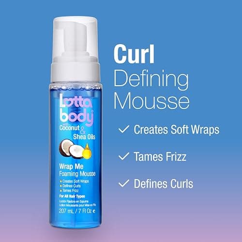 Lottabody Wrap Me Foaming Mousse with Coconut & Shea Oils, Lightweight Moisture-Rich Curl-Defining & Frizz-Control Styling Mousse for Natural Curly, Coily & Relaxed Hair, 7 oz thumbnail 5