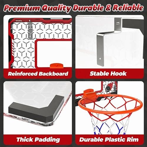 EagleStone Mini Basketball Hoop for Door & Wall, Foldable Rim with 3 Balls and Pump, Indoor Basketball Toy Game Set for Kids Adults, Bedroom Office Sports Gift thumbnail 7