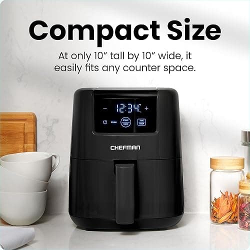 CHEFMAN 2 Qt Mini Air Fryer – Digital Space-Saving Compact Air Fryer with Nonstick and Dishwasher Safe Basket, Quick & Easy Meals in Minutes, Features Digital Timer and Shake Reminder – Black thumbnail 3